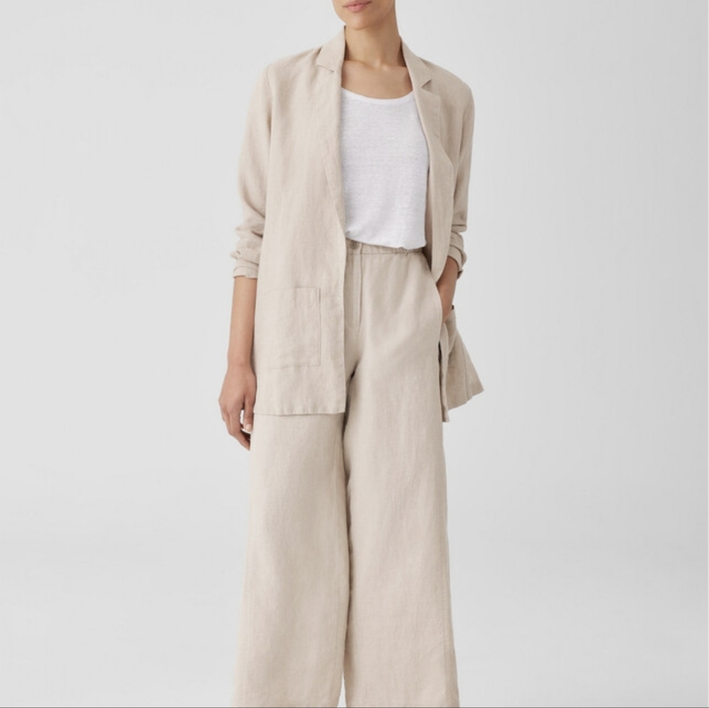Eileen Fisher Long 100% Organic Linen Blazer